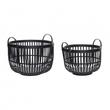 Fekete rattan kerek füles kosár szett 2 db Fekete rattan kerek füles kosár szett 2 db