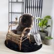 Modern fekete kör alakú szőnyeg Ø120 cm Modern fekete kör alakú szőnyeg Ø120 cm