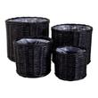 Rattan bélelt fekete kosár 4 db Rattan bélelt fekete kosár 4 db
