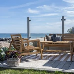 Bézs és fehér csíkos kültéri szőnyeg 200x300 cm