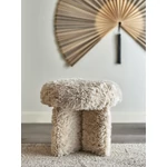Bézs puha szőrű puff 43 cm