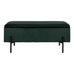 Elegáns zöld bársony tárolós pad 95 cm