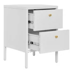 Fehér 2 fiókos fém éjjeliszekrény