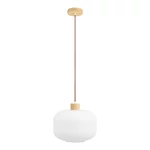 Fehér üveg és fa függőlámpa 30 cm