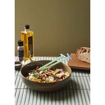 Mentazöld csempés nagy tölgyfa asztal