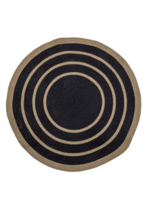 Fekete és natúr kör alakú szőnyeg ø120 cm