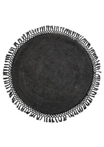 Fekete kör alakú juta szőnyeg 
