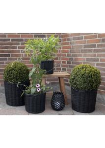 Rattan bélelt fekete kosár 4 db