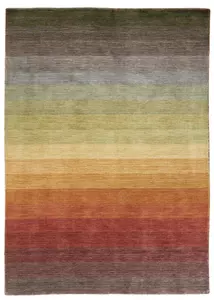 Sötét színes csíkos prémium gyapjú szőnyeg 140x200 cm