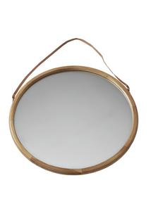 Tölgyfa keretes tükör bőr akasztóval 60 cm