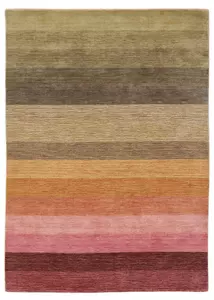 Világos színes csíkos prémium gyapjú szőnyeg 140x200 cm