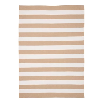 Bézs és fehér csíkos kültéri szőnyeg 200x300 cm