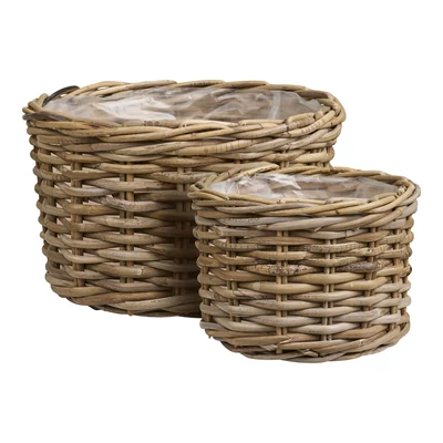 Bélelt rattan növénytartó kosarak 2 db-os szett