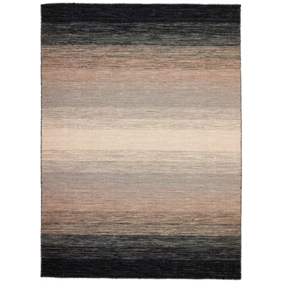 Fekete és szürke gyapjú kilim szőnyeg 300 x 200 cm