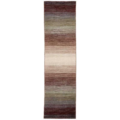 Zöld és barna gyapjú kilim szőnyeg 200 x 80 cm