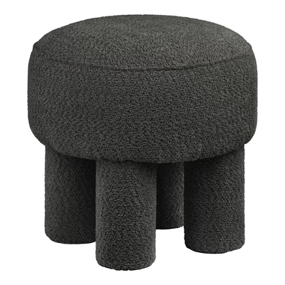 Fekete hengerlábú bouclé puff 43 cm