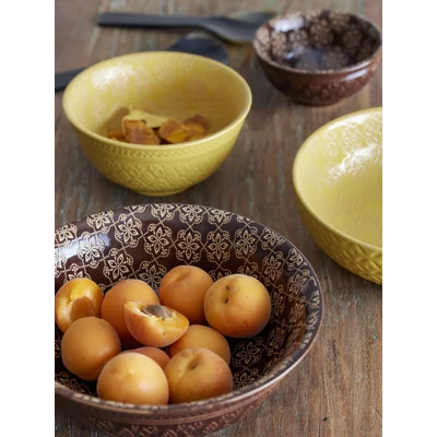 Barna virág mintás nagy tál szett