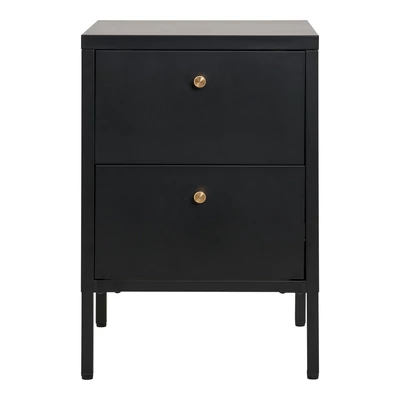 Fekete 2 fiókos fém éjjeliszekrény