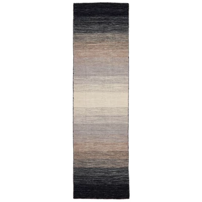 Fekete és szürke gyapjú kilim szőnyeg 200 x 80 cm
