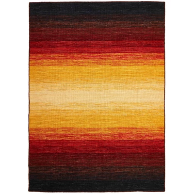 Fekete és narancsszínű prémium kilim szőnyeg 160x90 cm