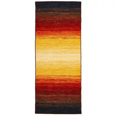 Fekete és narancs színű prémium kilim szőnyeg 200x80 cm