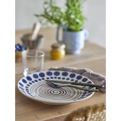 Kézzel festett pöttyös kerámia tányér szett