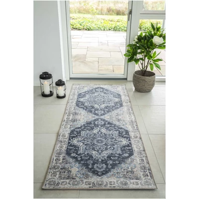 Klasszikus kék mintás előszoba szőnyeg 80x200 cm