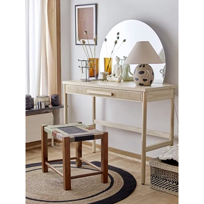 Natúr és fekete kör alakú szőnyeg ø120 cm