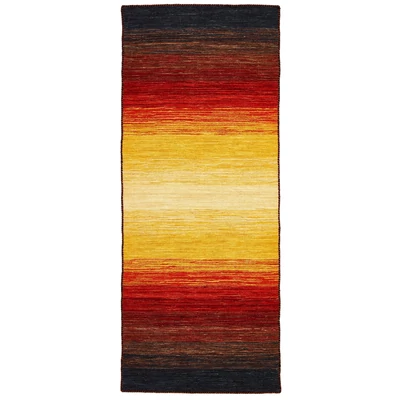 Sárga és piros gyapjú kilim szőnyeg 300 x 80 cm