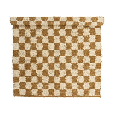 Sárga kockás pamut szőnyeg 140x200 cm