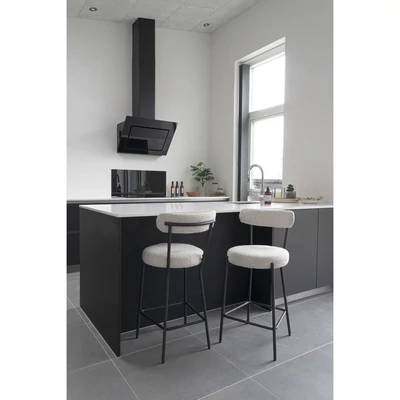 Támlás fehér szövet bárszék 90 cm