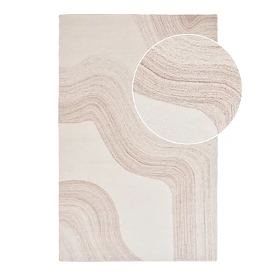 Világos kézzel tűzött gyapjú szőnyeg 200x300 cm