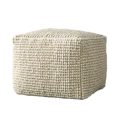 Világos gyapjú kocka puff