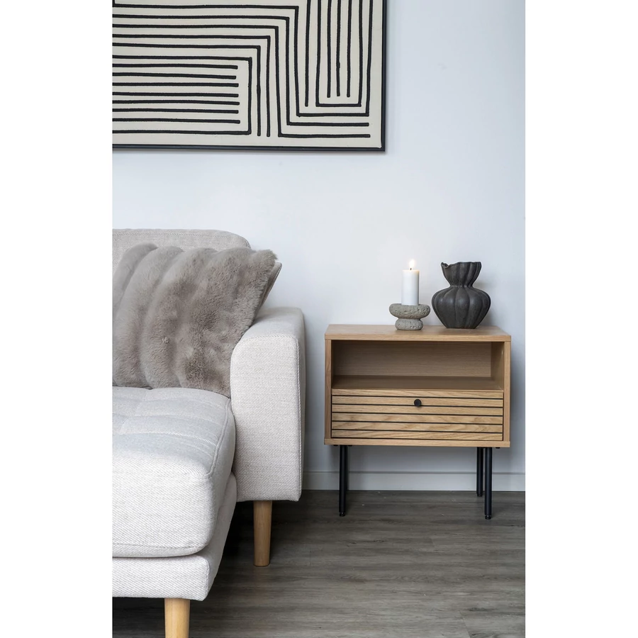 Bézs műszőr díszpárna 45x45 cm