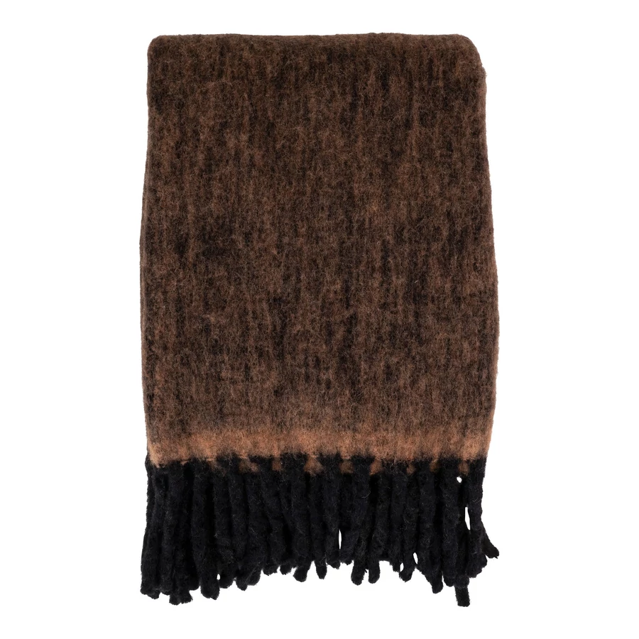 Barna és fekete rojtos takaró 130x170 cm