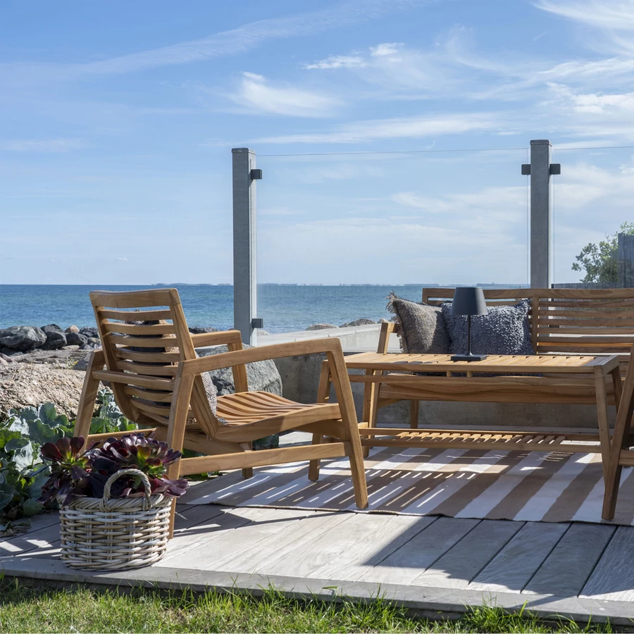 Bézs és fehér csíkos kültéri szőnyeg 200x300 cm