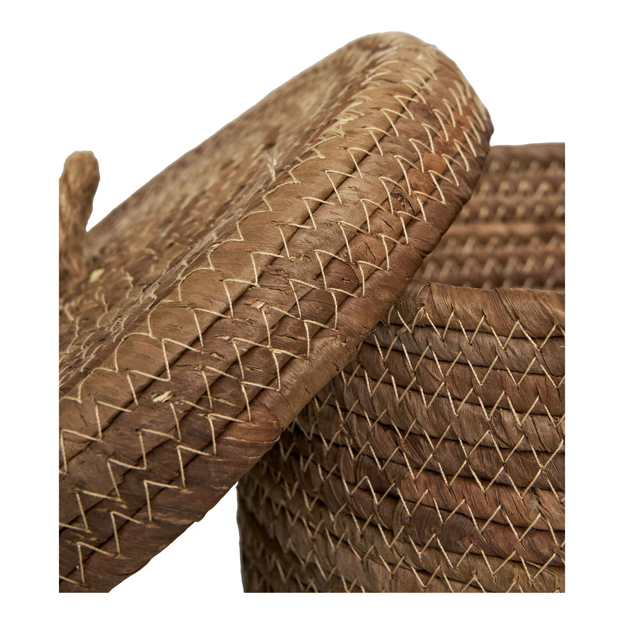 Banánlevélből fonott fedeles kosarak 2 db-os szett