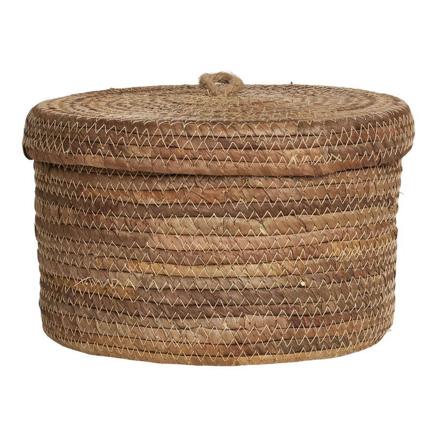 Banánlevélből fonott fedeles kosarak 2 db-os szett