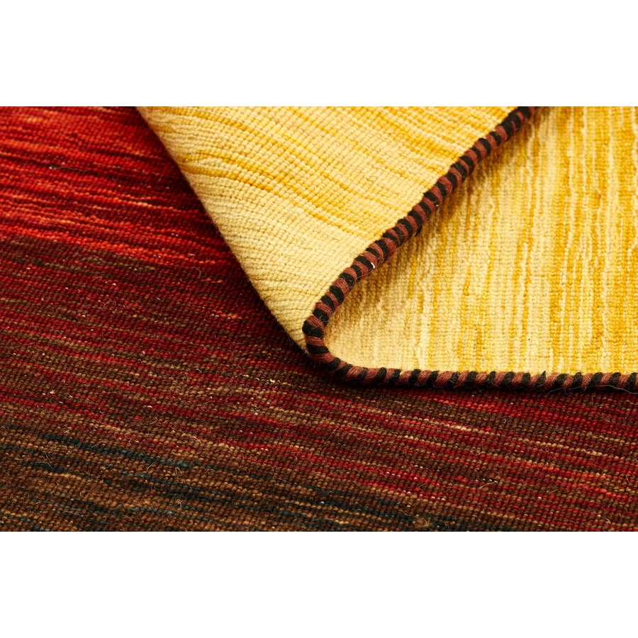 Sárga és piros gyapjú kilim szőnyeg 300 x 80 cm