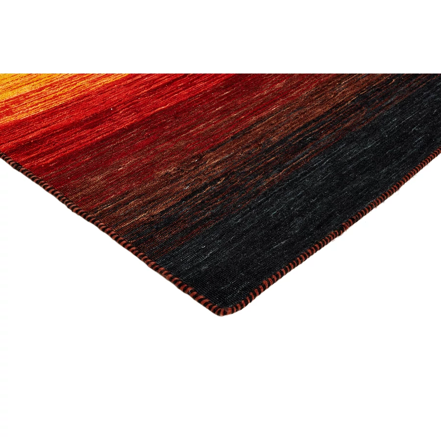 Sárga és piros gyapjú kilim szőnyeg 240 x 170 cm