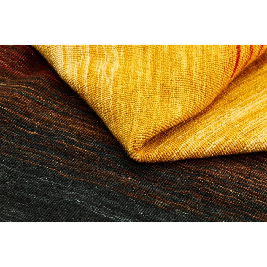 Sárga és piros gyapjú kilim szőnyeg 240 x 170 cm