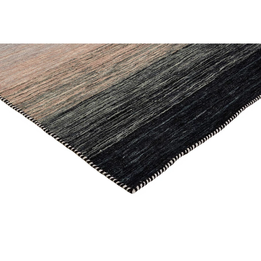 Fekete és szürke gyapjú kilim szőnyeg 200 x 80 cm