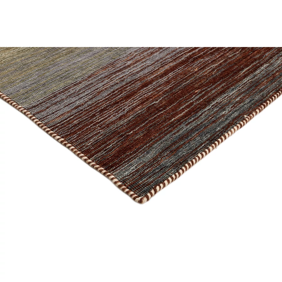 Zöld és barna gyapjú kilim szőnyeg 200 x 80 cm