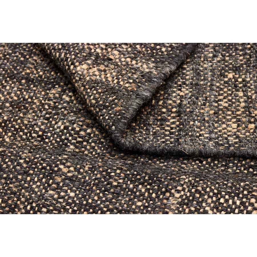 Fekete gyapjú szőnyeg Nordic Flair 90x60 cm