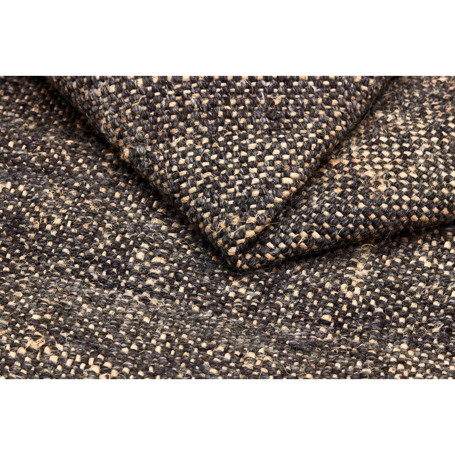Fekete gyapjú szőnyeg Nordic Flair 90x60 cm
