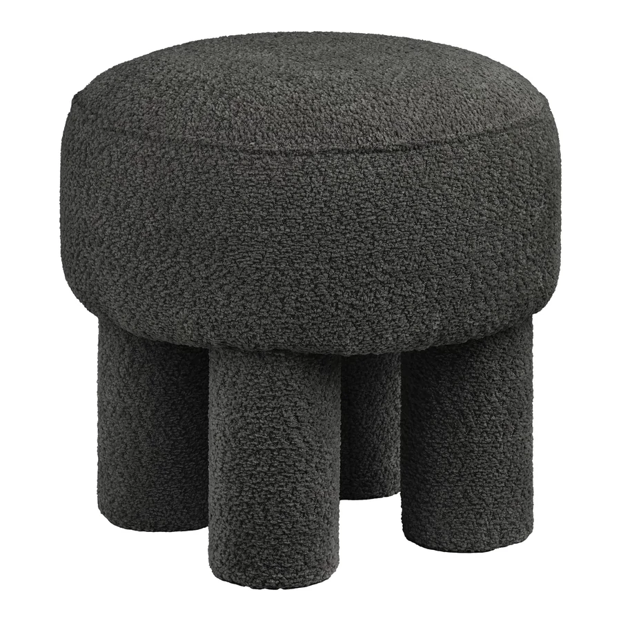 Fekete hengerlábú bouclé puff 43 cm