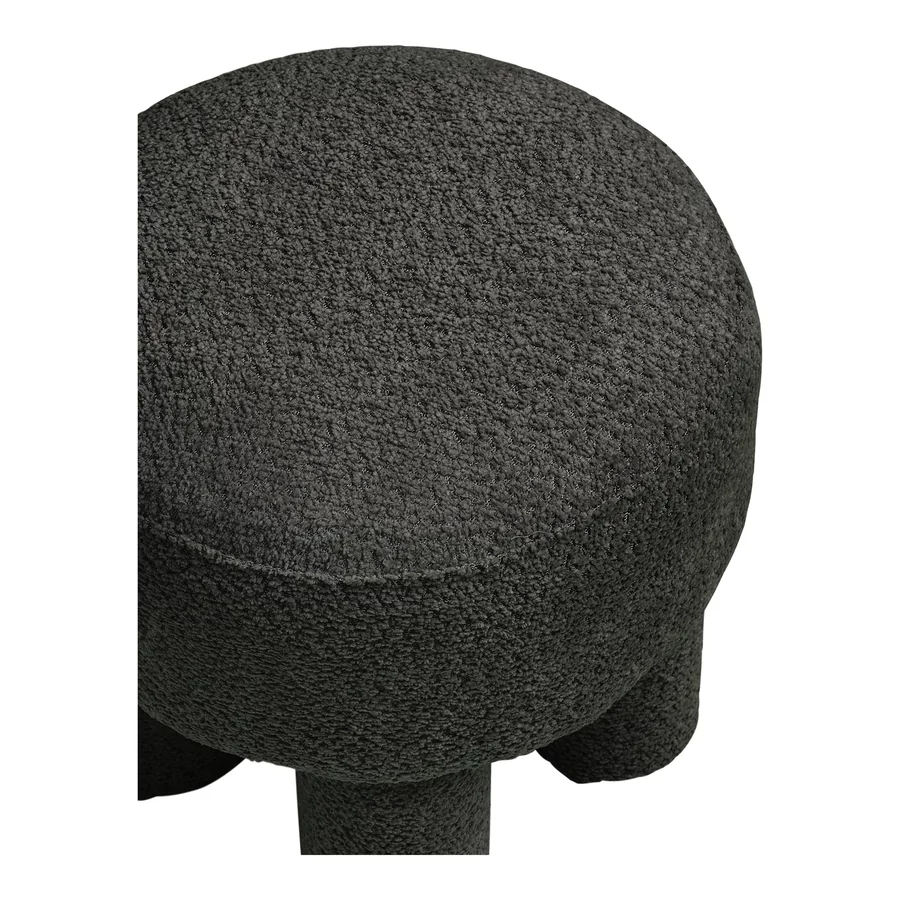 Fekete hengerlábú bouclé puff 43 cm