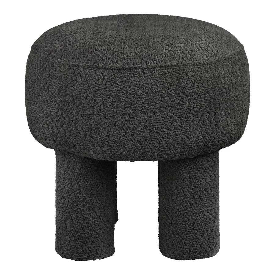 Fekete hengerlábú bouclé puff 43 cm