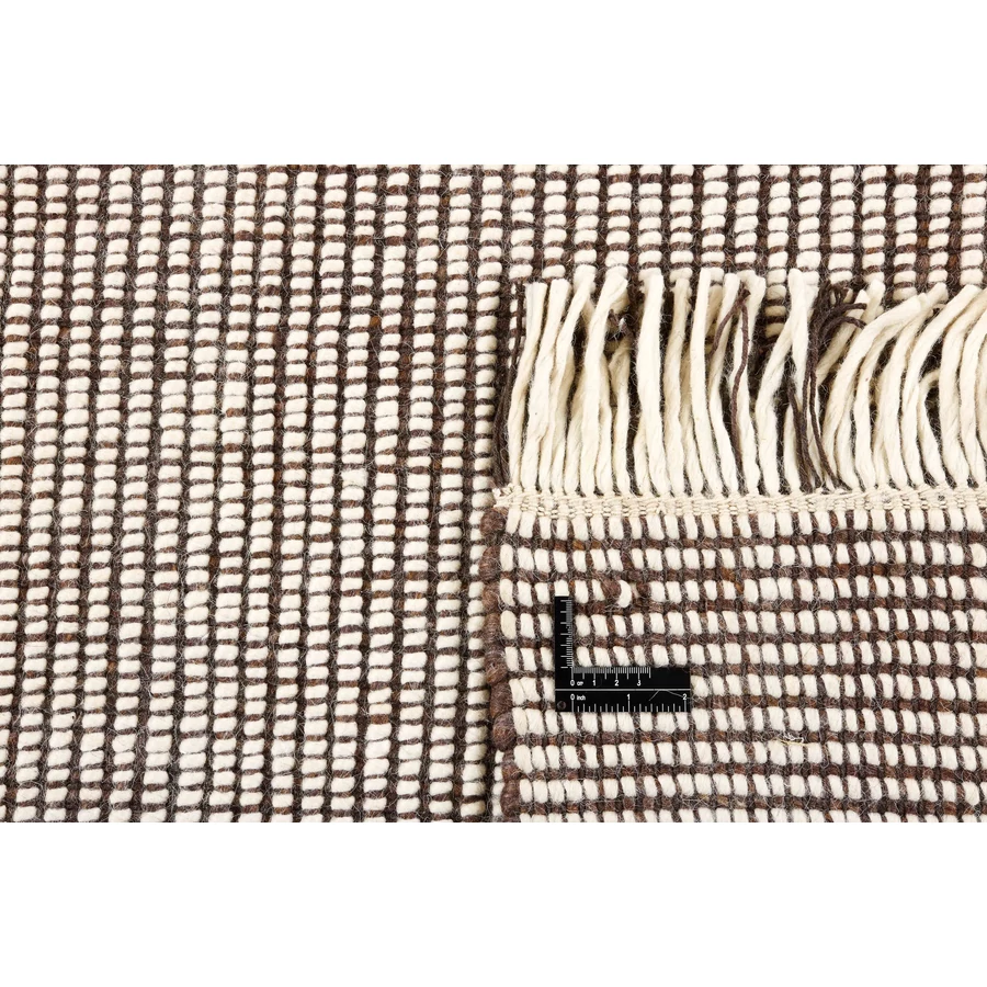 Barna és fehér prémium gyapjú szőnyeg 90x60 cm