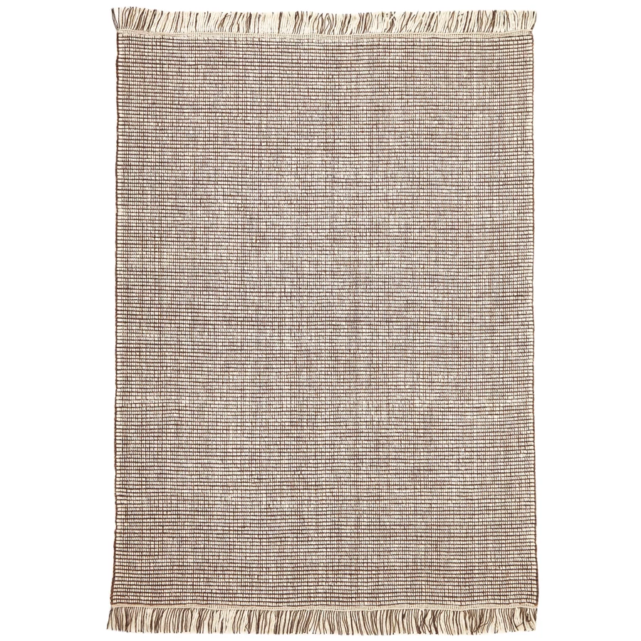 Barna és fehér prémium gyapjú szőnyeg 90x60 cm